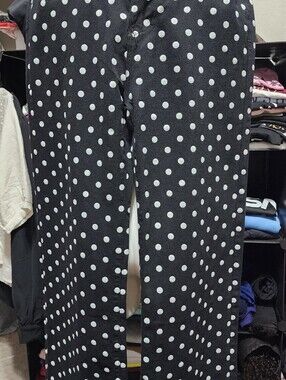 Black Polka Dot Skinny Pants with White Spots